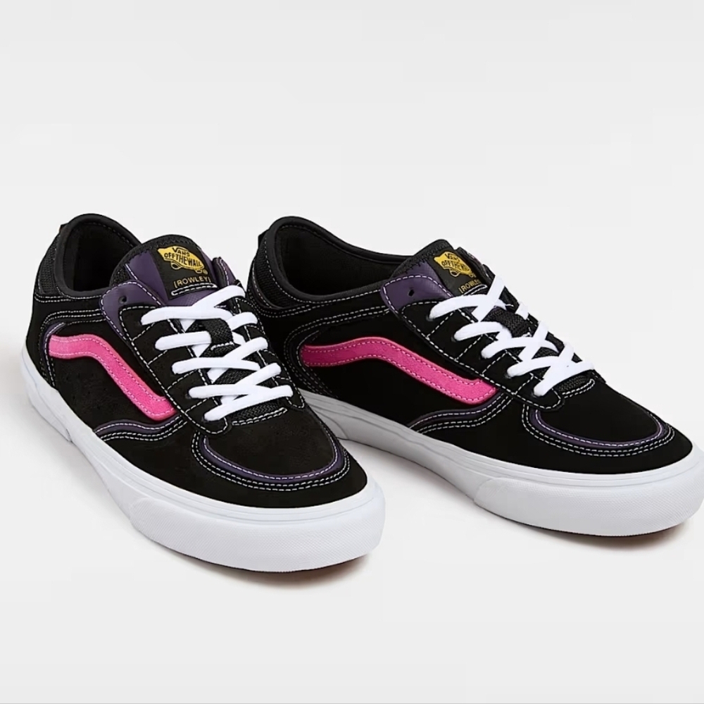 Vans Skate Rowley Men Black and Pink Popcush Suede Canvas 102025